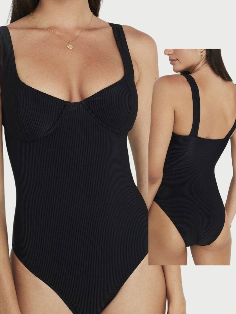 Faithfull The Brand Ribbed Mona One Piece - Black - Size Large
